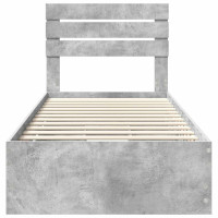 Produktbild för Sängram med låda med lagring Betonggrå 90 x 200 cm Ingenjörsträ