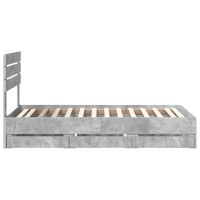 Produktbild för Sängram med låda med lagring Betonggrå 90 x 200 cm Ingenjörsträ