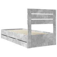 Produktbild för Sängram med låda med lagring Betonggrå 90 x 200 cm Ingenjörsträ