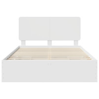 Produktbild för Sängram med låda med huvudgavel Vit 160 x 200 cm Ingenjörsträ
