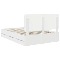 Produktbild för Sängram med låda med huvudgavel Vit 160 x 200 cm Ingenjörsträ