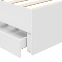 Produktbild för Sängram med låda med huvudgavel Vit 100 x 200 cm Ingenjörsträ
