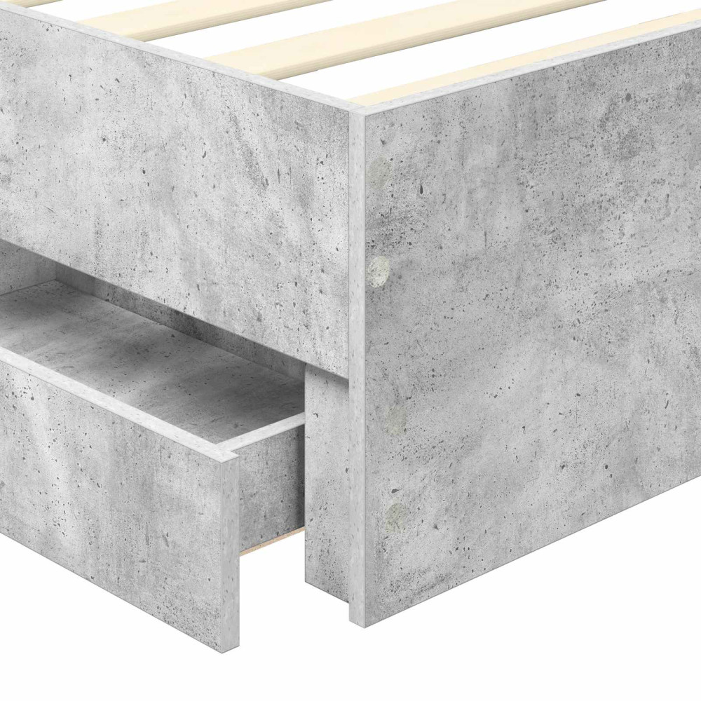 Produktbild för Sängram med låda med lagring Betonggrå 90 x 190 cm Ingenjörsträ