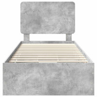 Produktbild för Sängram med låda med lagring Betonggrå 90 x 190 cm Ingenjörsträ