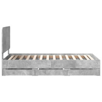 Produktbild för Sängram med låda med lagring Betonggrå 90 x 190 cm Ingenjörsträ
