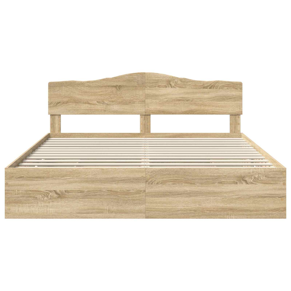 Produktbild för Sängram med låda Sonoma-ek 200 x 200 cm Ingenjörsträ