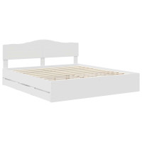 Produktbild för Sängram med låda med huvudgavel Vit 180 x 200 cm Ingenjörsträ