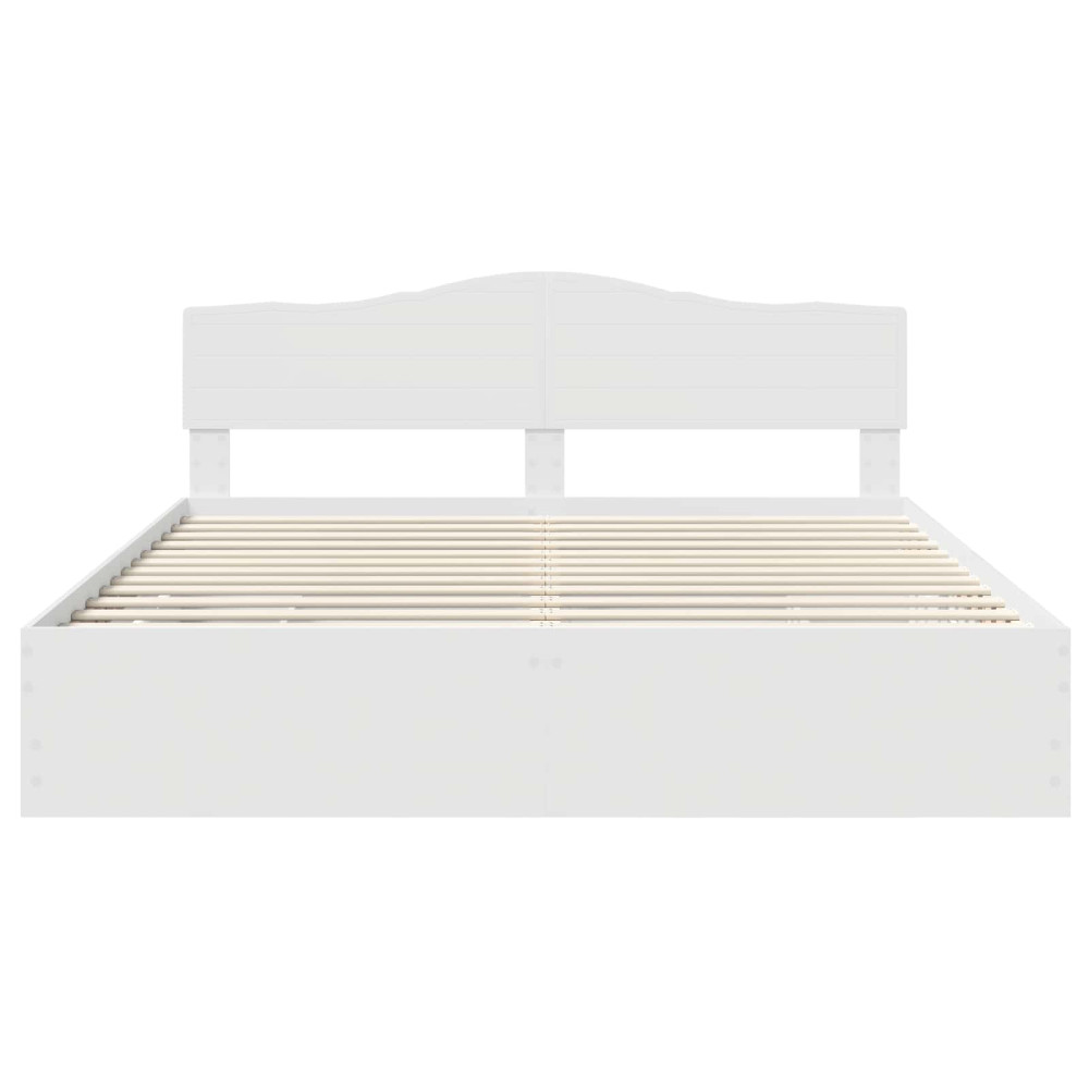Produktbild för Sängram med låda med huvudgavel Vit 180 x 200 cm Ingenjörsträ