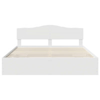 Produktbild för Sängram med låda med huvudgavel Vit 180 x 200 cm Ingenjörsträ