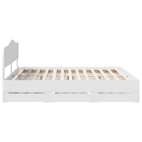 Produktbild för Sängram med låda med huvudgavel Vit 180 x 200 cm Ingenjörsträ