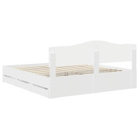 Produktbild för Sängram med låda med huvudgavel Vit 180 x 200 cm Ingenjörsträ