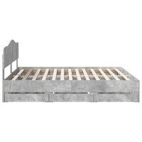 Produktbild för Sängram med låda Betonggrå 180 x 200 cm Ingenjörsträ