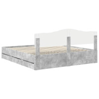 Produktbild för Sängram med låda Betonggrå 180 x 200 cm Ingenjörsträ