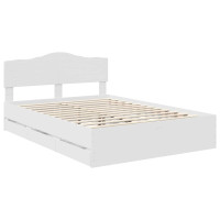Produktbild för Sängram med låda med huvudgavel Vit 160 x 200 cm Ingenjörsträ