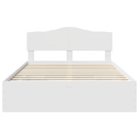 Produktbild för Sängram med låda med huvudgavel Vit 160 x 200 cm Ingenjörsträ