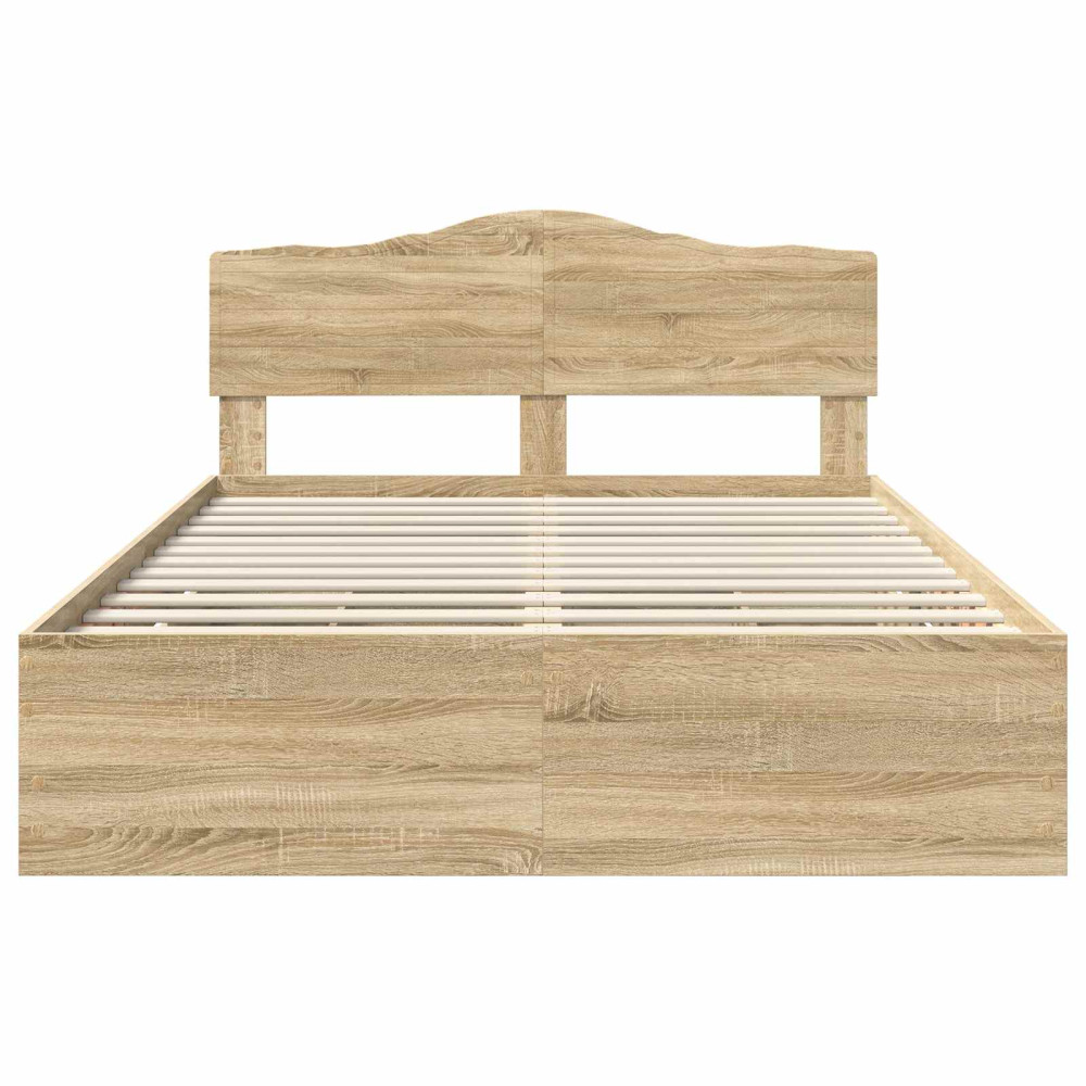 Produktbild för Sängram med låda Sonoma-ek 160 x 200 cm Ingenjörsträ
