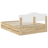 Produktbild för Sängram med låda Sonoma-ek 160 x 200 cm Ingenjörsträ