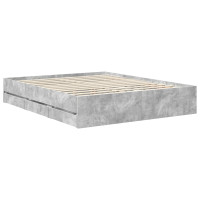 Produktbild för Sängram med låda Betonggrå 160 x 200 cm Ingenjörsträ