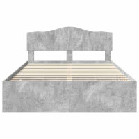 Produktbild för Sängram med låda Betonggrå 160 x 200 cm Ingenjörsträ