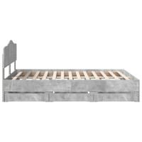 Produktbild för Sängram med låda Betonggrå 150 x 200 cm Ingenjörsträ