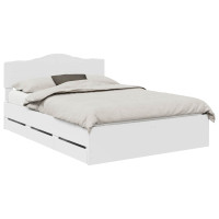 Produktbild för Sängram med låda med huvudgavel Vit 140 x 190 cm Ingenjörsträ