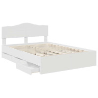 Produktbild för Sängram med låda med huvudgavel Vit 140 x 190 cm Ingenjörsträ
