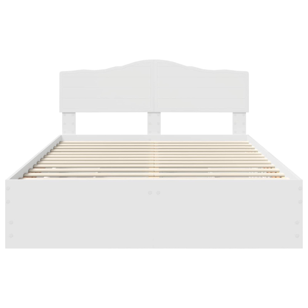 Produktbild för Sängram med låda med huvudgavel Vit 140 x 190 cm Ingenjörsträ