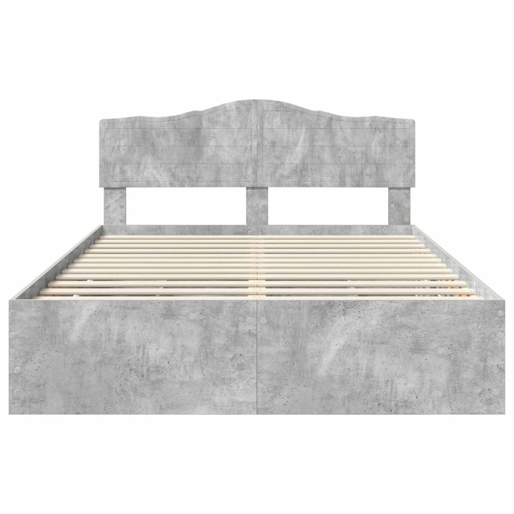 Produktbild för Sängram med låda Betonggrå 140 x 190 cm Ingenjörsträ