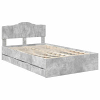 Produktbild för Sängram med låda Betonggrå 135 x 190 cm Ingenjörsträ