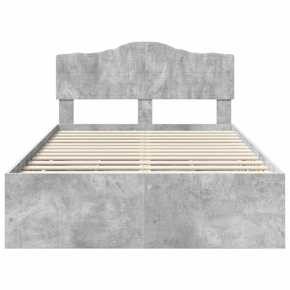 Produktbild för Sängram med låda Betonggrå 135 x 190 cm Ingenjörsträ
