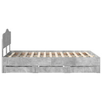 Produktbild för Sängram med låda Betonggrå 135 x 190 cm Ingenjörsträ