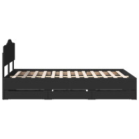 Produktbild för Sängram med låda med huvudgavel Svart 120 x 190 cm Ingenjörsträ