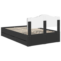 Produktbild för Sängram med låda med huvudgavel Svart 120 x 190 cm Ingenjörsträ