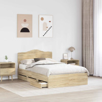 Produktbild för Sängram med låda Sonoma-ek 120 x 190 cm Ingenjörsträ