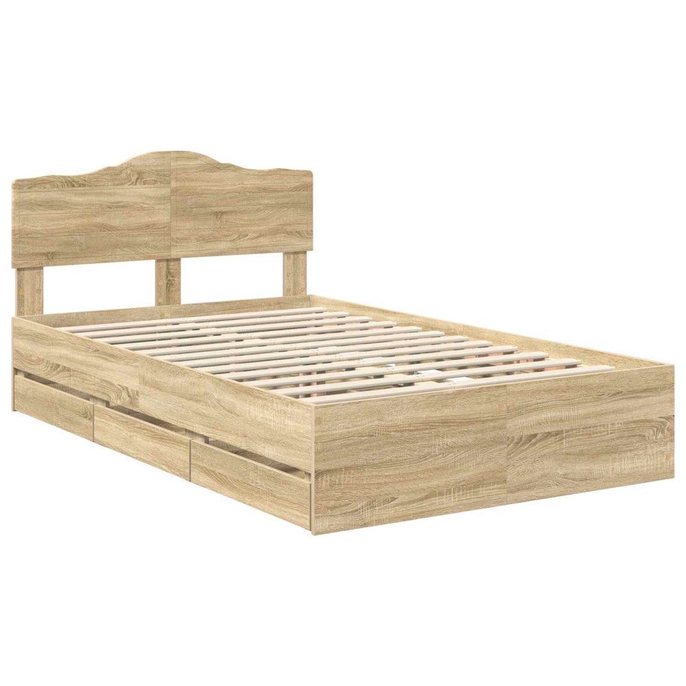 Produktbild för Sängram med låda Sonoma-ek 120 x 190 cm Ingenjörsträ