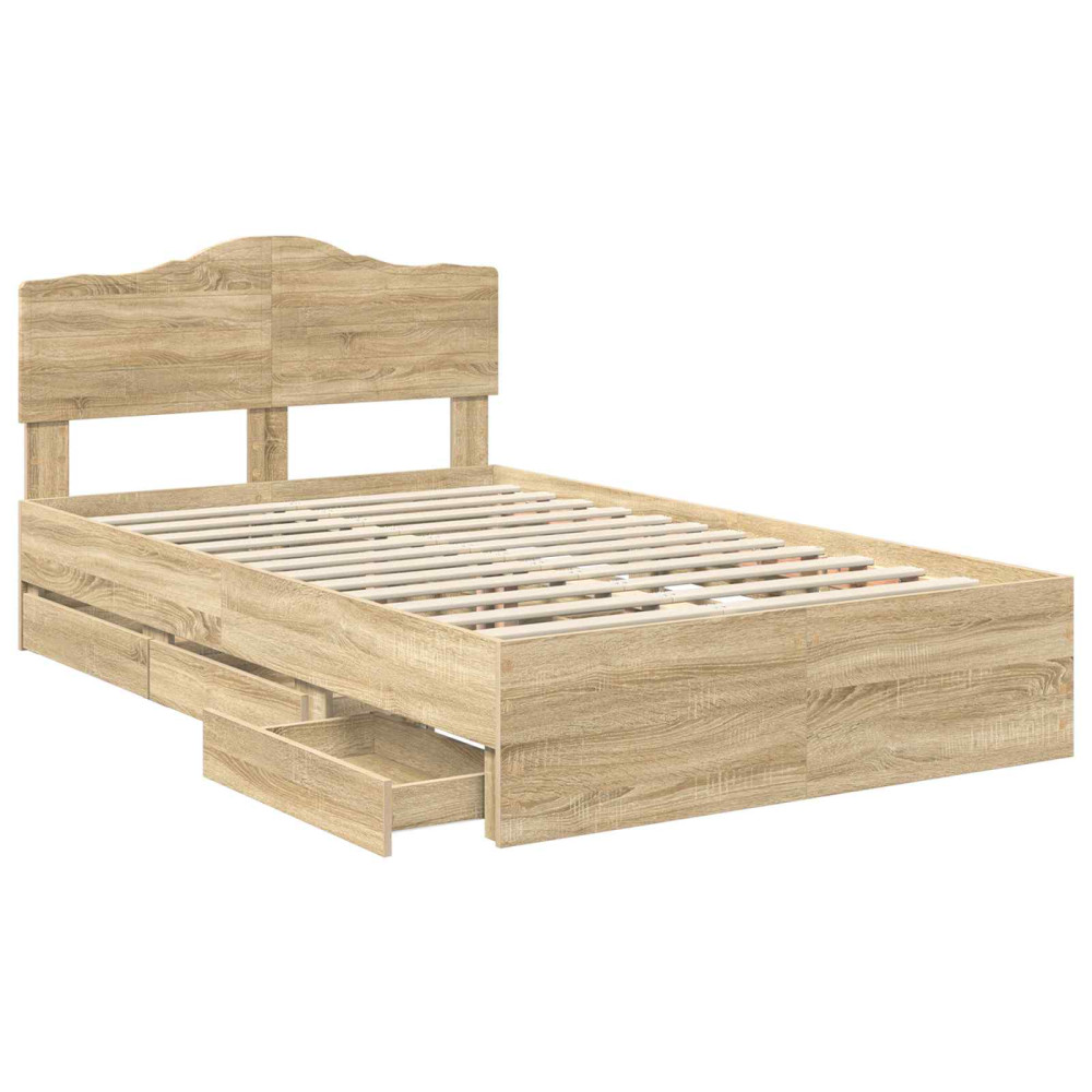 Produktbild för Sängram med låda Sonoma-ek 120 x 190 cm Ingenjörsträ