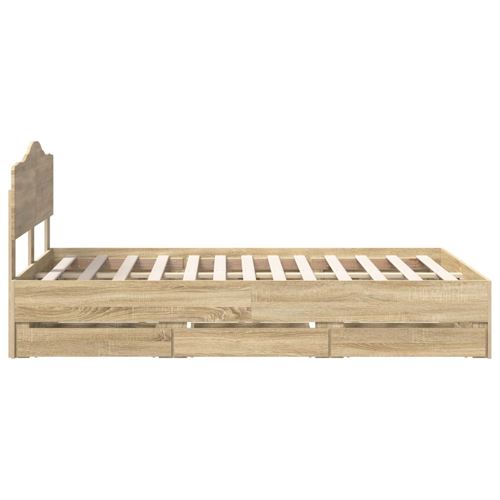 Produktbild för Sängram med låda Sonoma-ek 120 x 190 cm Ingenjörsträ