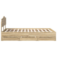 Produktbild för Sängram med låda Sonoma-ek 120 x 190 cm Ingenjörsträ