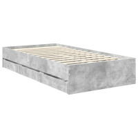 Produktbild för Sängram med låda med lagring Betonggrå 90 x 200 cm Ingenjörsträ