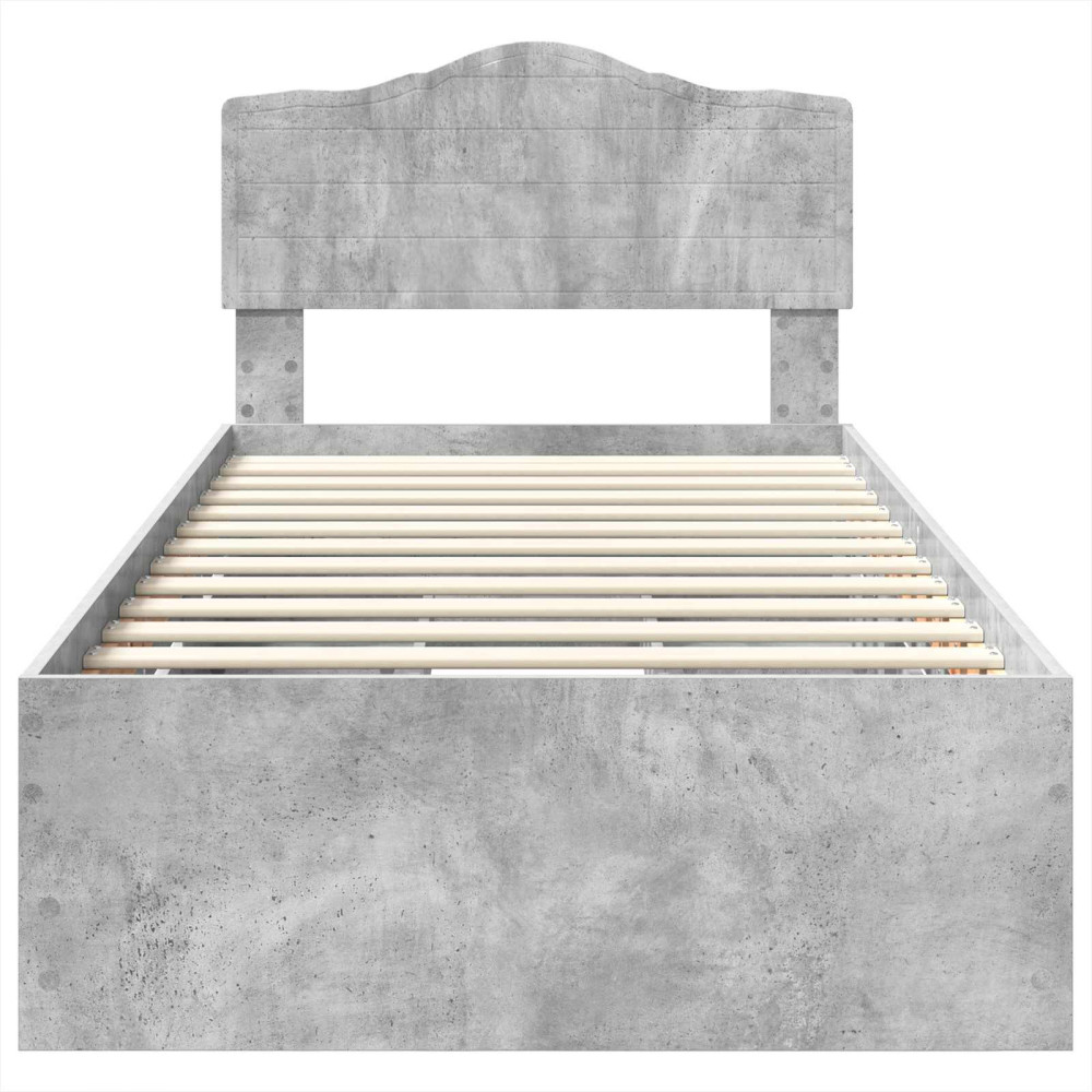 Produktbild för Sängram med låda med lagring Betonggrå 90 x 200 cm Ingenjörsträ