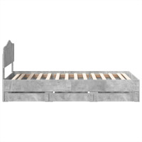 Produktbild för Sängram med låda med lagring Betonggrå 90 x 190 cm Ingenjörsträ