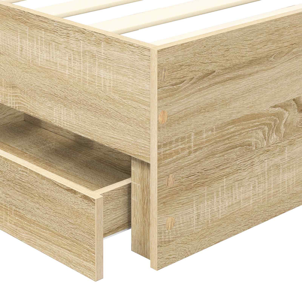Produktbild för Sängram med låda med lagring Sonoma-ek 75 x 190 cm Ingenjörsträ