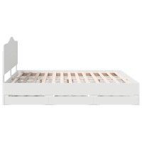 Produktbild för Sängram med låda med huvudgavel Vit 180 x 200 cm Ingenjörsträ