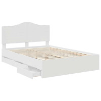 Produktbild för Sängram med låda med huvudgavel Vit 160 x 200 cm Ingenjörsträ