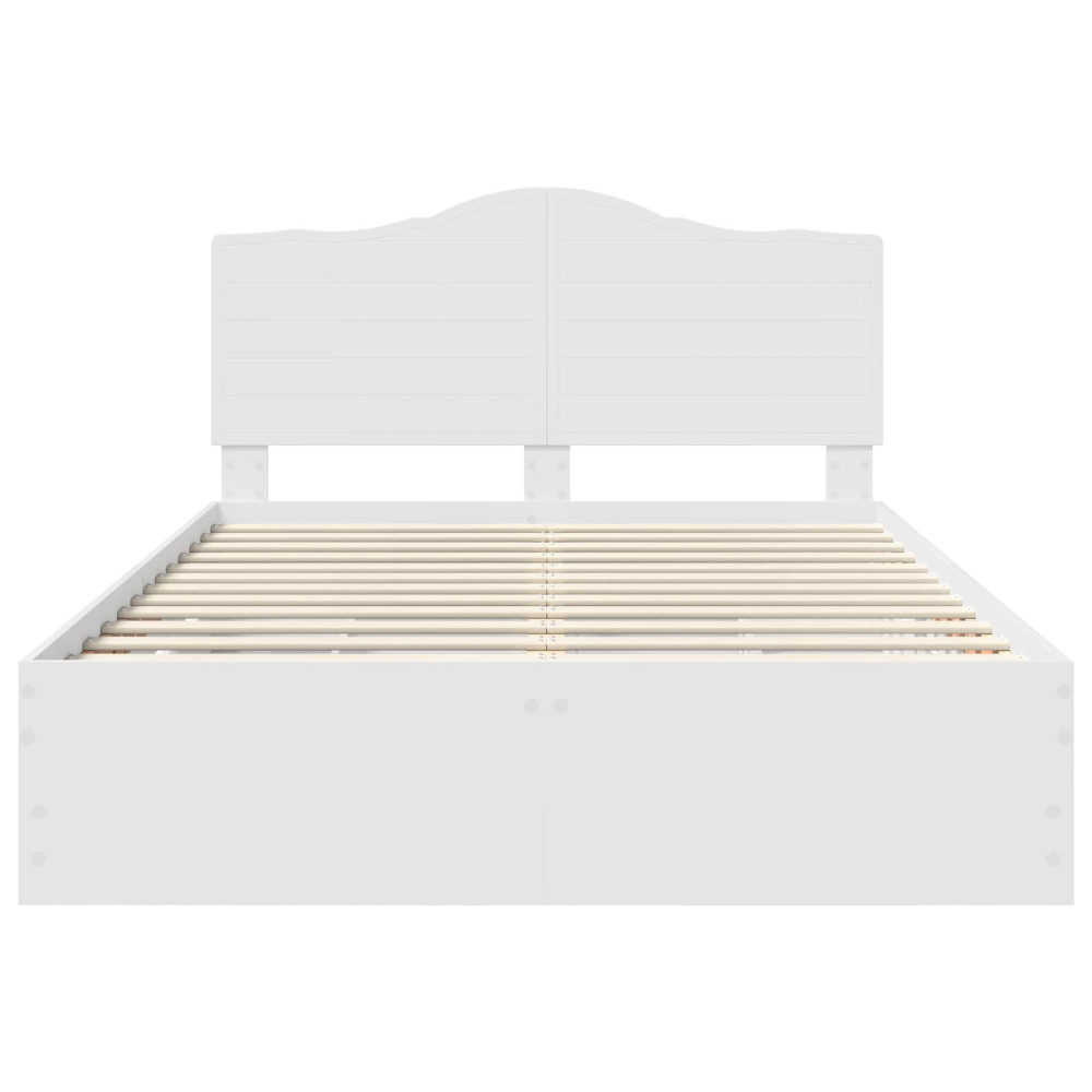 Produktbild för Sängram med låda med huvudgavel Vit 160 x 200 cm Ingenjörsträ