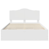 Produktbild för Sängram med låda med huvudgavel Vit 160 x 200 cm Ingenjörsträ