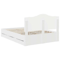 Produktbild för Sängram med låda med huvudgavel Vit 160 x 200 cm Ingenjörsträ