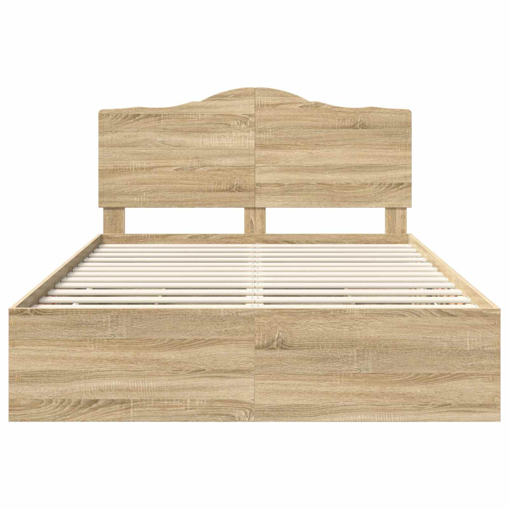 Produktbild för Sängram med låda Sonoma-ek 160 x 200 cm Ingenjörsträ