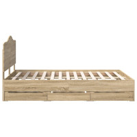 Produktbild för Sängram med låda Sonoma-ek 160 x 200 cm Ingenjörsträ