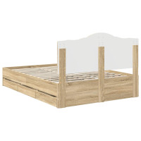 Produktbild för Sängram med låda Sonoma-ek 160 x 200 cm Ingenjörsträ